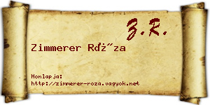 Zimmerer Róza névjegykártya